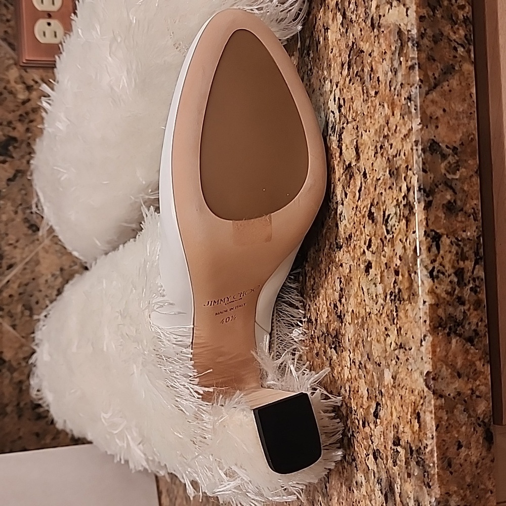 NIB Jimmy Choo White Magalie 100 Fringed Leather High Block Heel Boots - SZ 40.5 - Picture 7 of 17